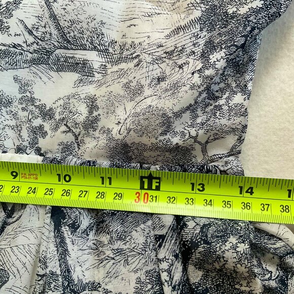 Christian Dior Shirt midi Dress White Navy Blue Toile de Jouy Voile SZ38bust35.6 - Picture 9 of 11